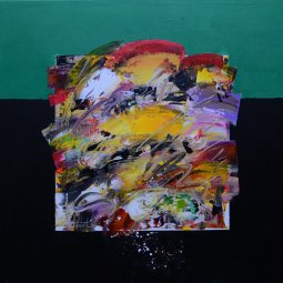 ''RED SUNSET'' acrylic canvas 24''x 24''x 2'' PHuot 